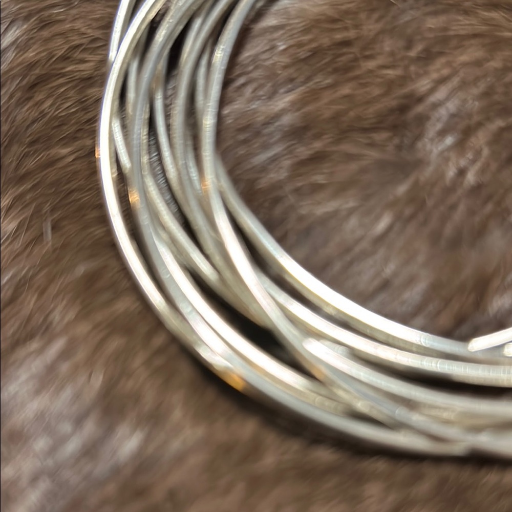 Silver Bangle Bracelets Set - image 2